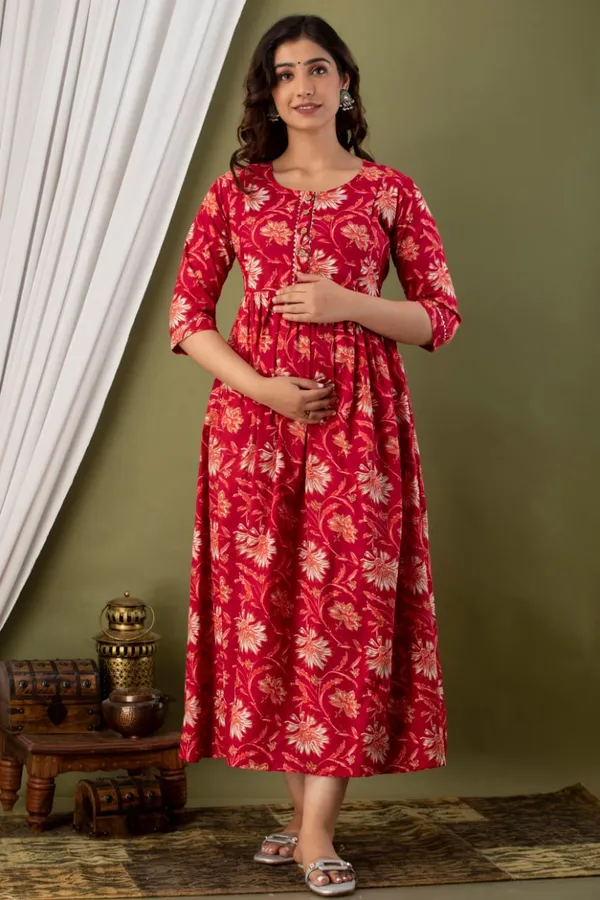 Red_Cotton_Maternity_Gown_By_Nevisha_Style